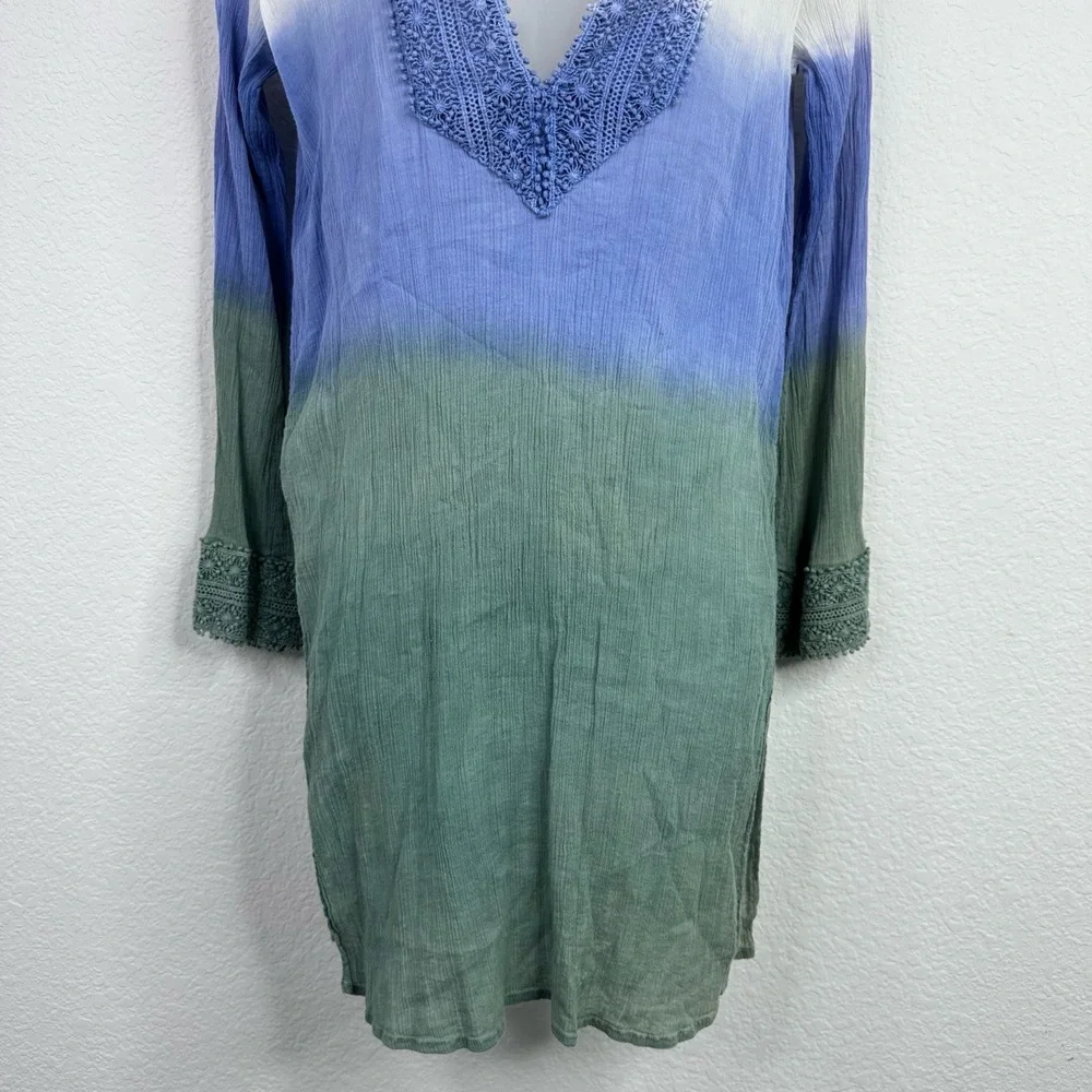 Florabella Dress Womens M Ombre‎ Gauzy Lace Trim Cover Up Beach Vacation Boho